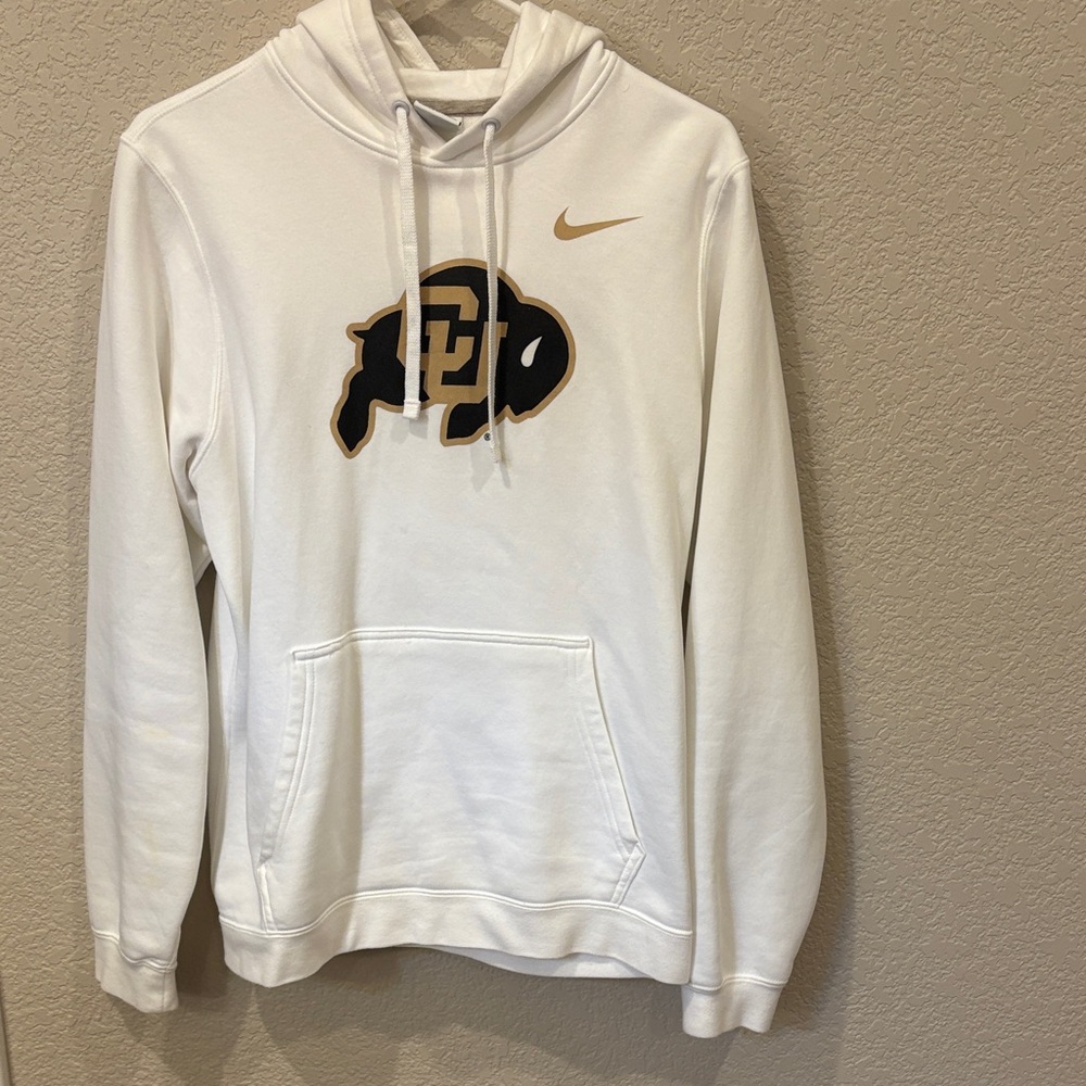Nike Men’s Small White CU Buffs Hoodie with Black and Gold Design